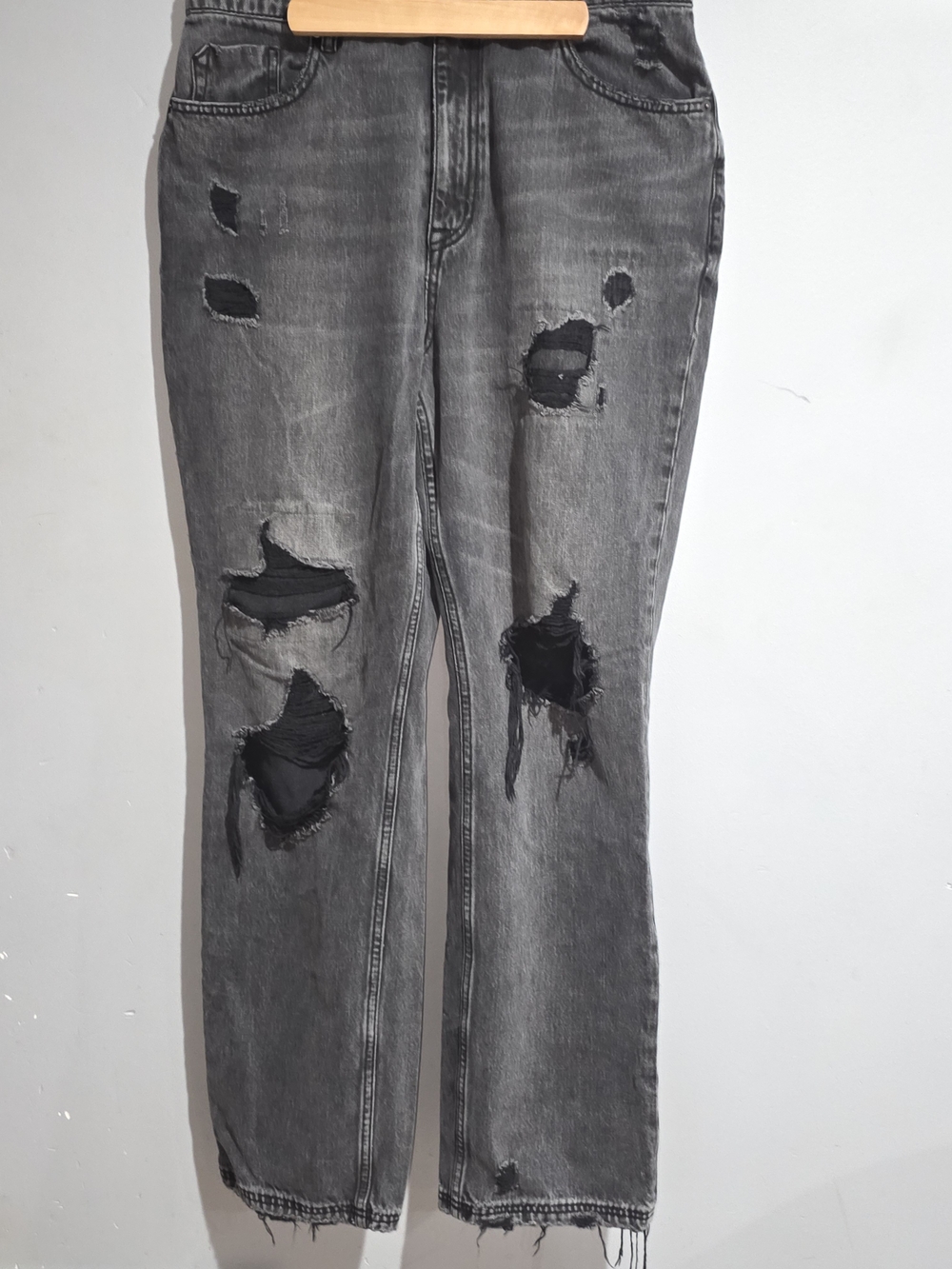 We The Free Curvy Women's Gray Distressed Straight-Leg Jeans-Size 32x32